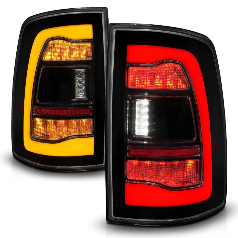 ANZO 09-18 Dodge Ram 1500 Sequential LED Taillights Smoke Black w/Switchback Amber Signal - Burkken Auto Parts