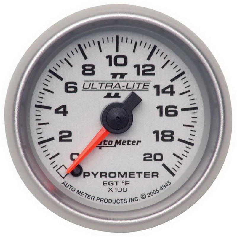 Autometer Ultra-Lite II 52mm 0-2000 Deg F Full Sweep Electric Pyrometer (EGT) Gauge - Burkken Auto Parts