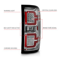 ANZO 2014-2018 Chevy Silverado 1500 LED Taillights Chrome - Burkken Auto Parts