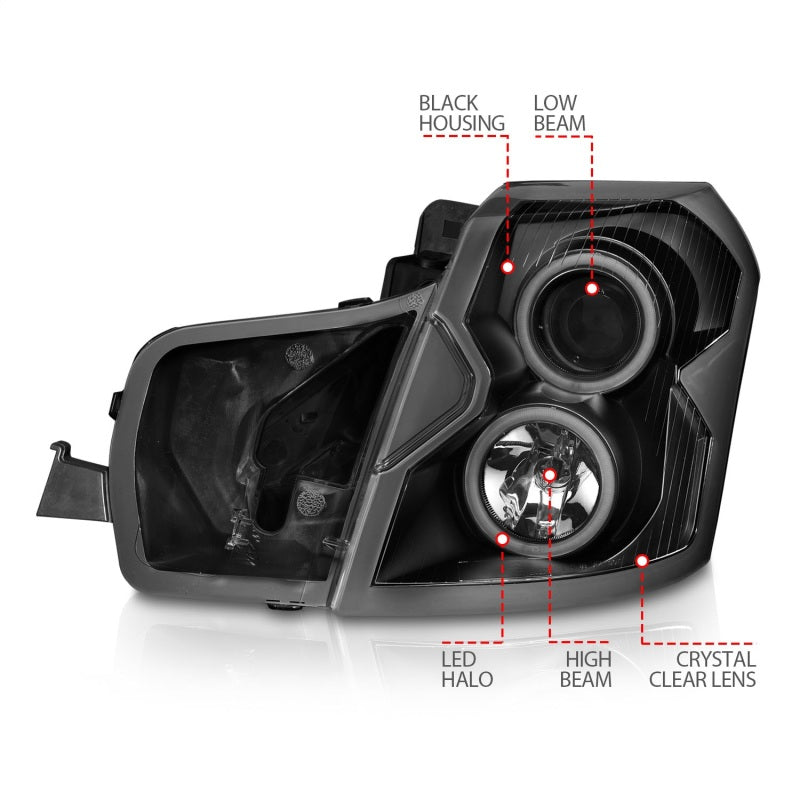 ANZO 2003-2007 Cadillac CTS Projector Headlights w/ Halo Black (CCFL) - Burkken Auto Parts