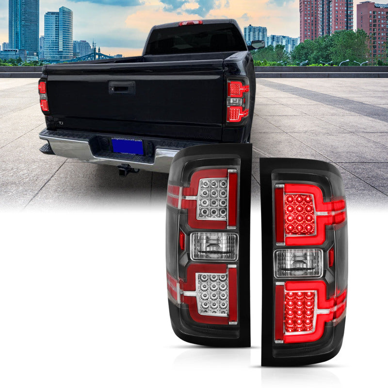 ANZO 2014-2018 Chevy Silverado 1500 LED Taillights Black - Burkken Auto Parts