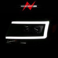 ANZO 2004-2008 Ford  F-150 Projector Headlights w/ Light Bar Black Housing - Burkken Auto Parts