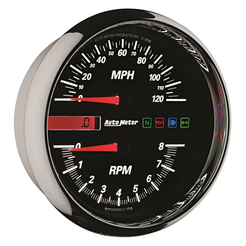 Autometer Pro-Cycle Gauge Tach/Speedo 4 1/2in 8K Rpm/120 Mph Black - Burkken Auto Parts