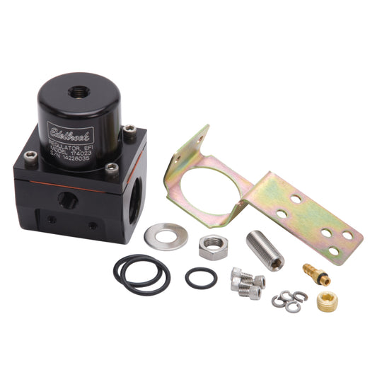 Edelbrock Fuel Pressure Regulator EFI 180 GPH 35-90 PSI -10In/Out -6 Return Black - Burkken Auto Parts