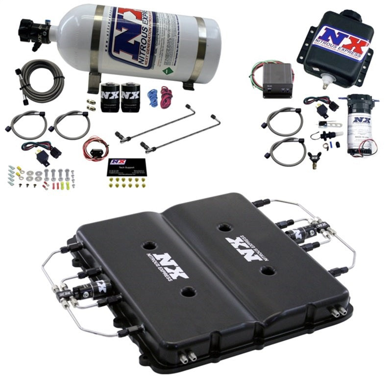 Nitrous Express Nitrous & Water Injection Kit w/Billet LT4 Supercharger Lid w/10lb Bottle - Burkken Auto Parts