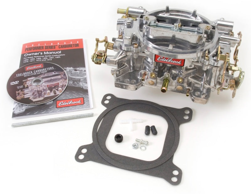 Edelbrock Carburetor Performer Series 4-Barrel 500 CFM Manual Choke Satin Finish - Burkken Auto Parts