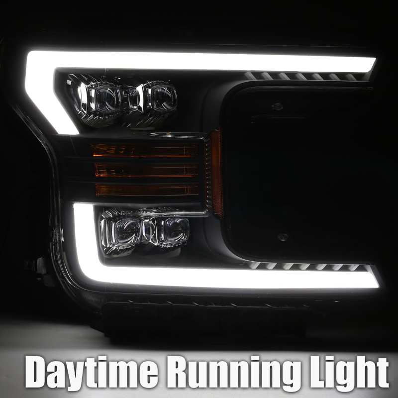 AlphaRex 18-19 Ford F-150 NOVA LED Projector Headlights Plank Style Chrome w/ActivLight/Seq Signal - Burkken Auto Parts