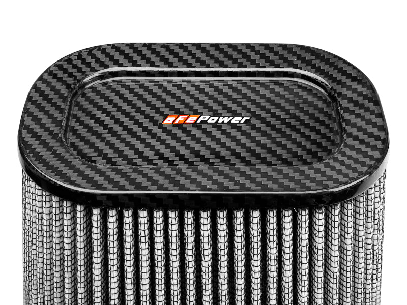 aFe MagnumFLOW Pro Dry S Air Filter (7.5x5.5in) F x (9x7in) B x (5.75x3.75in) T (Carbon) x 10in H - Burkken Auto Parts