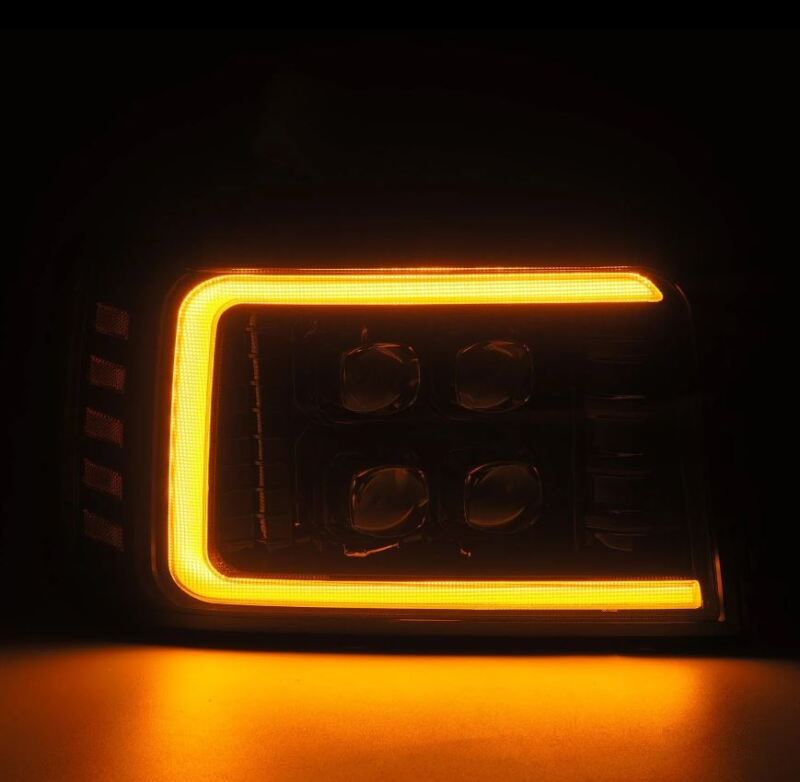 AlphaRex 92-96 Ford F-Series/Bronco NOVA-Series LED Proj Headlight Alpha-Bk w/Actv Light SS & SBDRL - Burkken Auto Parts