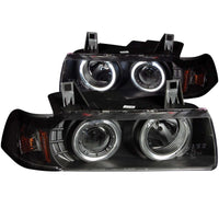 ANZO 1992-1998 BMW 3 Series E36 Projector Headlights w/ Halo Black G2 1 pc - Burkken Auto Parts