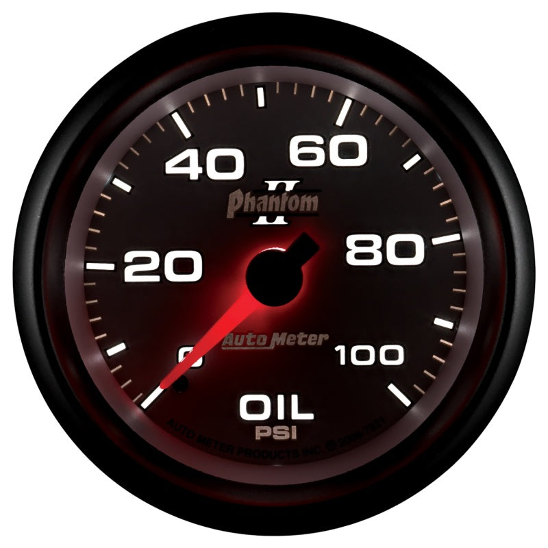 Autometer Phantom II 2-5/8in 100 PSI Mechanical Oil Pressure Gauge - Burkken Auto Parts