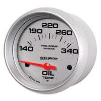 Autometer Marine Silver Ultra Lite Electric Oil Temperature Gauge 2-5/8in 140-300 Deg F - Burkken Auto Parts