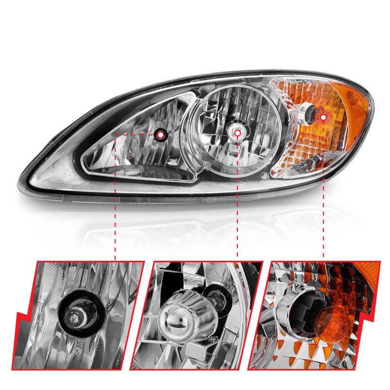 ANZO 2008-2016 International Prostar Crystal Headlights Chrome Housing - Burkken Auto Parts