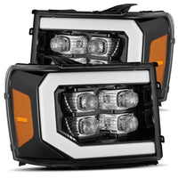 AlphaRex 07-13 GMC 1500HD NOVA LED Proj Headlights Plank - Jet Black w/Activ Light/Seq Signal/DRL - Burkken Auto Parts