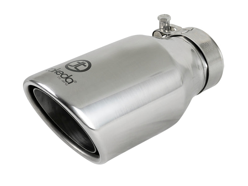 aFe Takeda 304 Stainless Steel Clamp-On Exhaust Tip 2.5in. Inlet / 4in. Outlet / 8in. L - Polished - Burkken Auto Parts