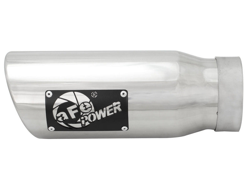 aFe MACHForce-XP 304 Stainless Steel Polished Exhaust Tip 3.5in x 4.5in Out x 12in L Clamp-On - Burkken Auto Parts