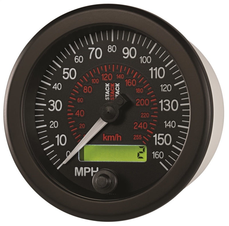 Autometer Stack Instruments 88MM 0-160 MPH / 260 KM/H Programmable Speedometer - Black - Burkken Auto Parts