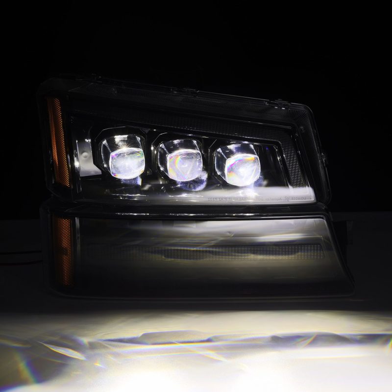 AlphaRex 03-06 Chevy Silverado 1500/2500HD/3500HD/Avalanche Alpha-Black NOVA LED Proj Headlights - Burkken Auto Parts