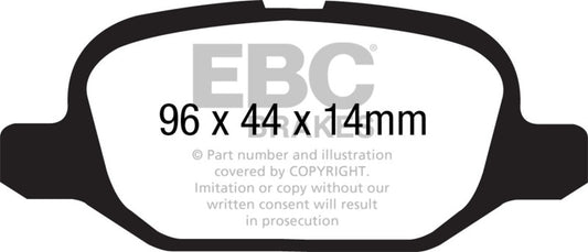 EBC 11+ Fiat 500 1.4 (ATE Calipers) Redstuff Rear Brake Pads - Burkken Auto Parts