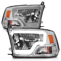 ANZO 2009-2020 Dodge Ram 1500 Full LED Square Projector Headlights w/ Chrome Housing Chrome Amber - Burkken Auto Parts