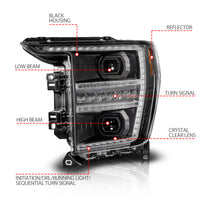 ANZO 21-23 Ford F150 LED Projector Headlight w/Switchback+Sequential - Black (Driver Side Only) - Burkken Auto Parts