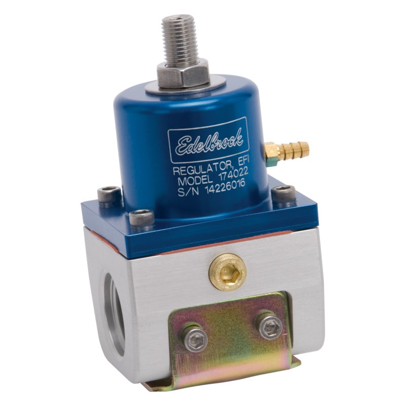 Edelbrock Fuel Pressure Regulator EFI 180 GPH 35-90 PSI -10In/Out -6 Return Blue/Clear - Burkken Auto Parts