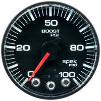 Autometer Spek-Pro Gauge Boost 2 1/16in 100psi Stepper Motor W/Peak & Warn Blk/Blk - Burkken Auto Parts