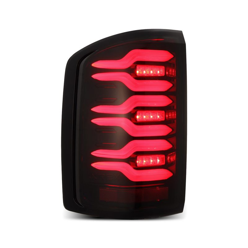 AlphaRex 14-18 GMC Sierra 1500/2500HD/3500HD LUXX-Series LED Tail Lights Blk/Red w/Actv Lgt Seq. Sig - Burkken Auto Parts