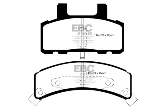 EBC 97-99 Cadillac Deville 4.6 (Rear Drums) Greenstuff Front Brake Pads - Burkken Auto Parts