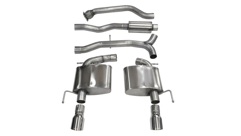 Corsa 2013-2019 Cadillac ATS Sedan 2.0L A/T Polished Sport Dual Rear Cat-Back Exhaust - Burkken Auto Parts