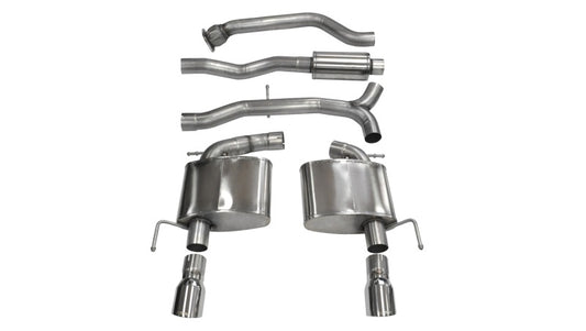 Corsa 2013-2019 Cadillac ATS Sedan 2.0L A/T Polished Sport Dual Rear Cat-Back Exhaust - Burkken Auto Parts