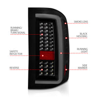 ANZO 2007-2013 Chevrolet Silverado1500/ 2500/ 3500 LED Tail Lights w/ Light Bar Black Housing Smoke - Burkken Auto Parts