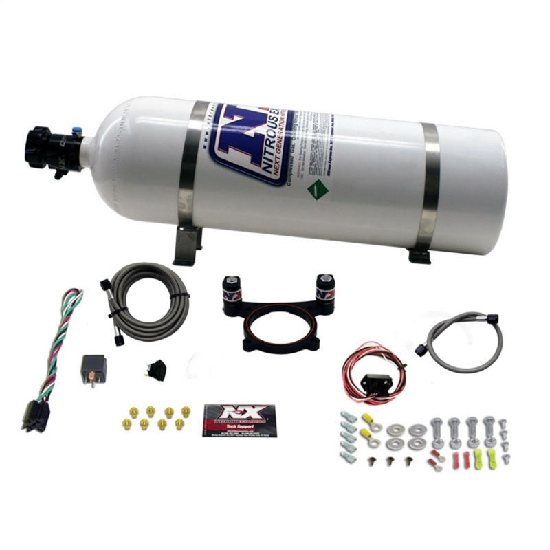 Nitrous Express 11-15 Ford Mustang GT 5.0L Coyote 4 Valve Nitrous Plate Kit (50-200HP) w/15lb Bottle - Burkken Auto Parts