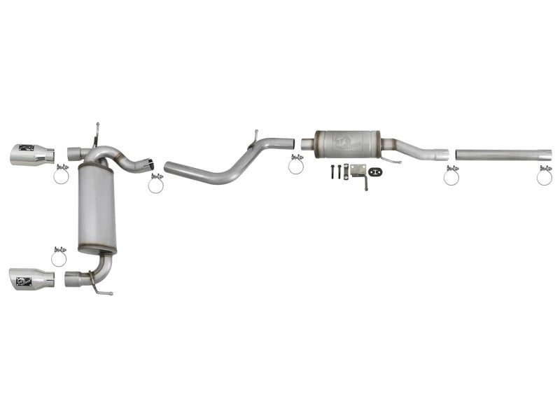 aFe Rebel Series 2.5in 409 SS Cat-Back Exhaust w/ Polished Tips 07+ Jeep Wrangler (JK) V6 3.6L/3.8L - Burkken Auto Parts