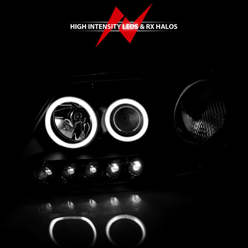 ANZO 1997-2003 Ford F-150 Projector Headlights w/ Halo Black (CCFL) - Burkken Auto Parts