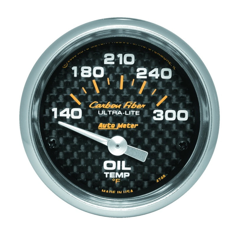 Autometer Carbon Fiber 52mm 140-300 Deg F Electronic Oil Temperature Gauge - Burkken Auto Parts