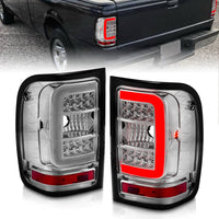 ANZO 2001-2011 Ford  Ranger LED Tail Lights w/ Light Bar Chrome Housing Clear Lens - Burkken Auto Parts