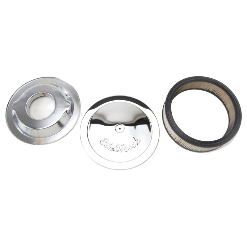 Edelbrock Air Cleaner Pro-Flo Series Round Steel Top Paper Element 14In Dia X 3 75In Dropped Base - Burkken Auto Parts