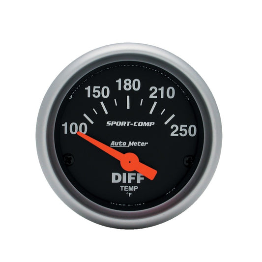 AutoMeter Gauge Differential Temp 2-1/16in. 100-250 Deg. F Electric Sport-Comp - Burkken Auto Parts