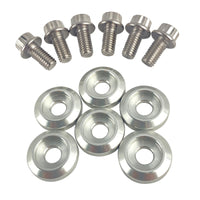 BLOX Racing New Fender Washers Kit M6 12pt - 6pc Large Diameter Silver - Burkken Auto Parts