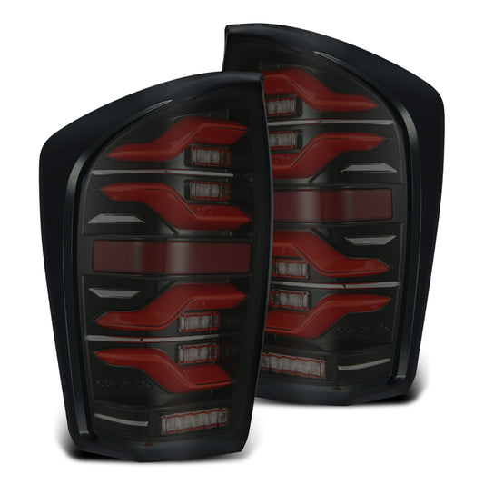 AlphaRex 16-21 Toyota Tacoma LUXX LED Taillights Blk/Red w/Activ Light/Seq Signal - Burkken Auto Parts