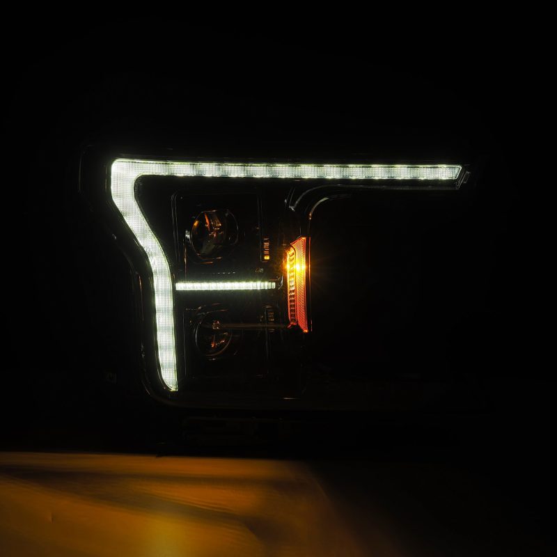 AlphaRex 18-20 Ford F-150 (Req. Conv F150 w/LED) LUXX LED Proj HL Alpha-Blk w/Actv Lt Seq Sig SB DRL - Burkken Auto Parts