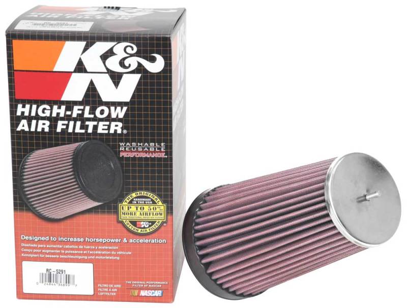 K&N Universal Clamp-On Air Filter 2-3/4in Flange 3-1/2in T 8-1/4in Height - Burkken Auto Parts