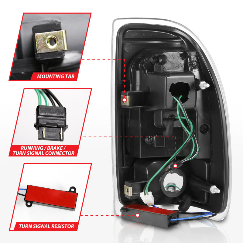ANZO 1997-2004 Dodge Dakota LED Taillights Black Housing Smoke Lens Pair - Burkken Auto Parts