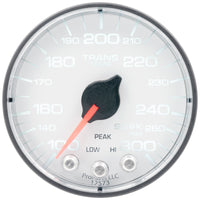 Autometer Spek-Pro 2 1/16in 300 Degree F Stepper Motor W/Peak & Warn White/Black Trans Temp Gauge - Burkken Auto Parts