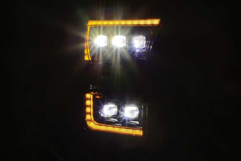 AlphaRex 17-20 Ford Raptor NOVA LED Proj Headlights Plank Style Alpha Black w/Activ Light/Seq Signal - Burkken Auto Parts