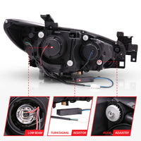 ANZO 2014-2015 Mazda 6 Projector Headlights w/ Plank Style Design Black - Burkken Auto Parts
