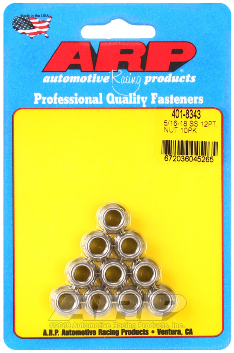 ARP 5/16-18 12PT Nut Kit SS - 10 PK - Burkken Auto Parts