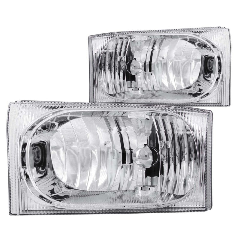 ANZO 2000-2004 Ford Excursion Crystal Headlights Chrome 2pc - Burkken Auto Parts
