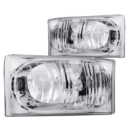 ANZO 2000-2004 Ford Excursion Crystal Headlights Chrome 2pc - Burkken Auto Parts
